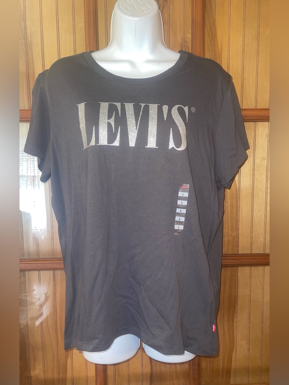 Levi's Black Short Sleeve Crew Tee with Metallic Logo
